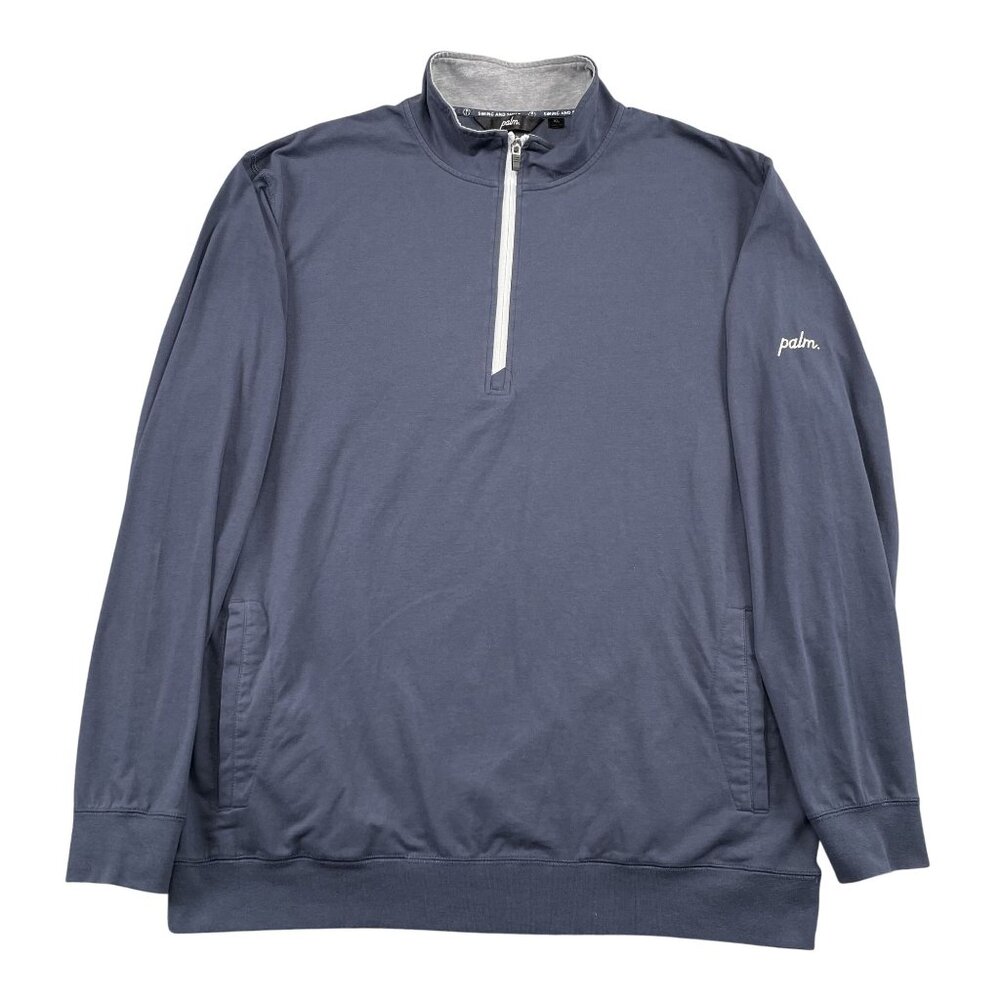 Palm Golf Pullover Mens XL Blue 1/4 Zip Swing and Smile w/ Pockets